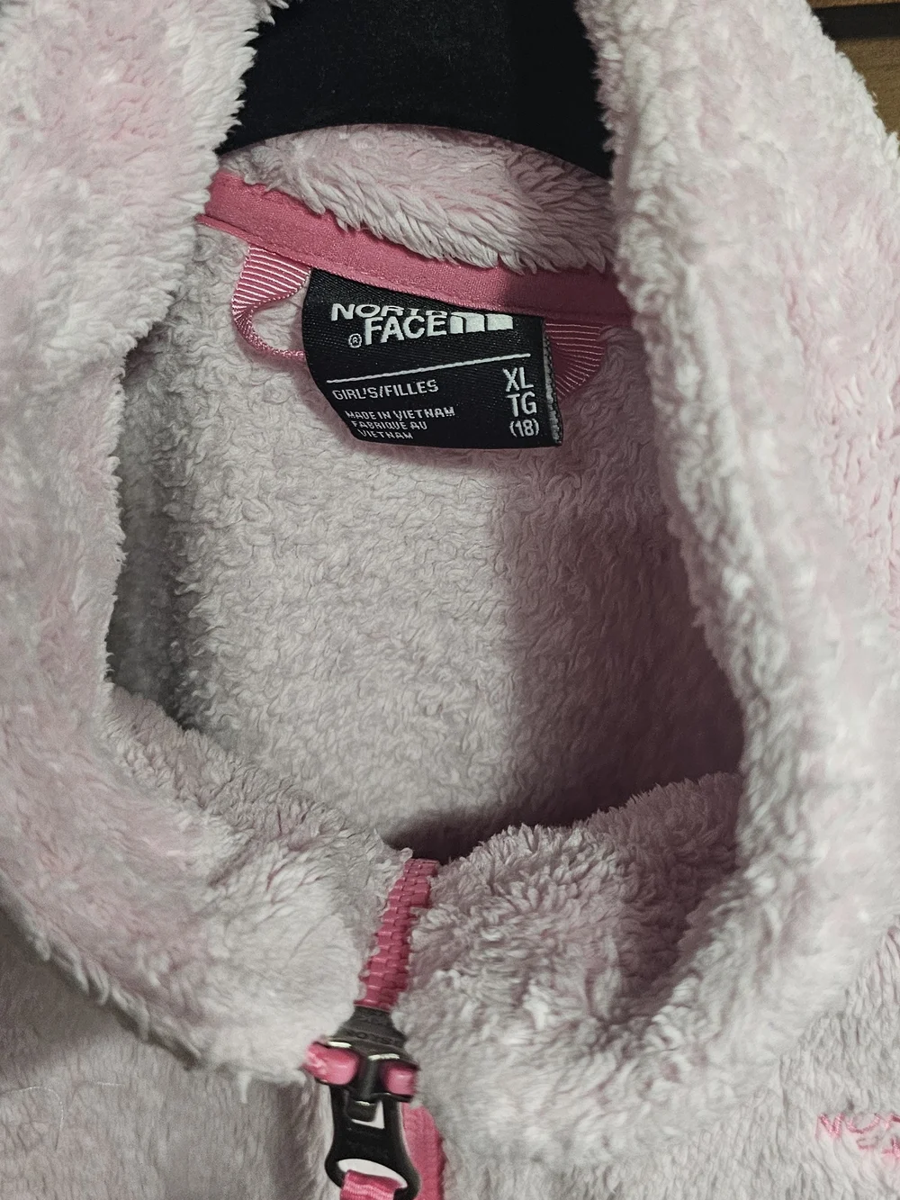 The North Face Light Pink Plush Full-Zip Fleece Jacket Girls X-large